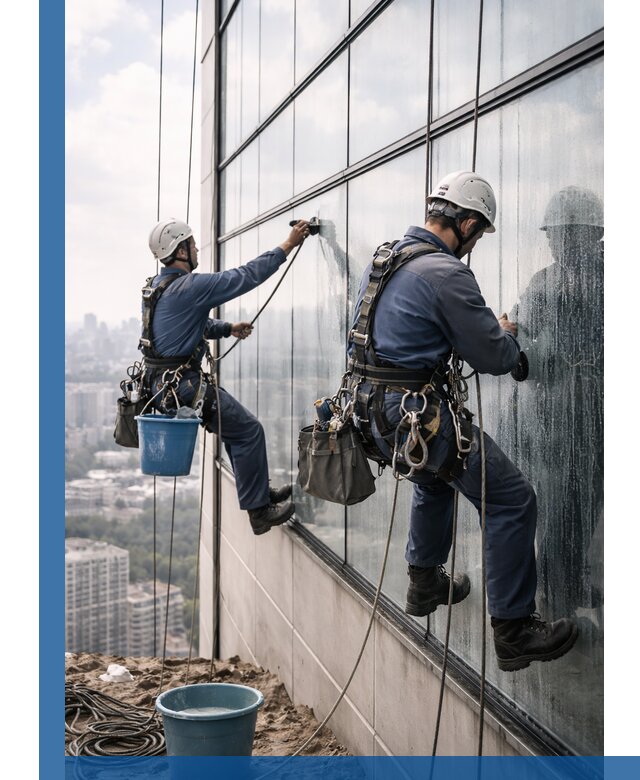 Профессиональная мойка фасадных окон альпинистами в Череповце