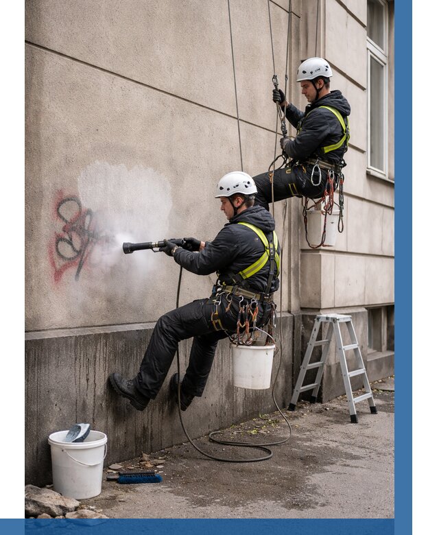 Удаление граффити с фасада в Череповце от 4599 р. | ВЫСОТНИК-Чрп