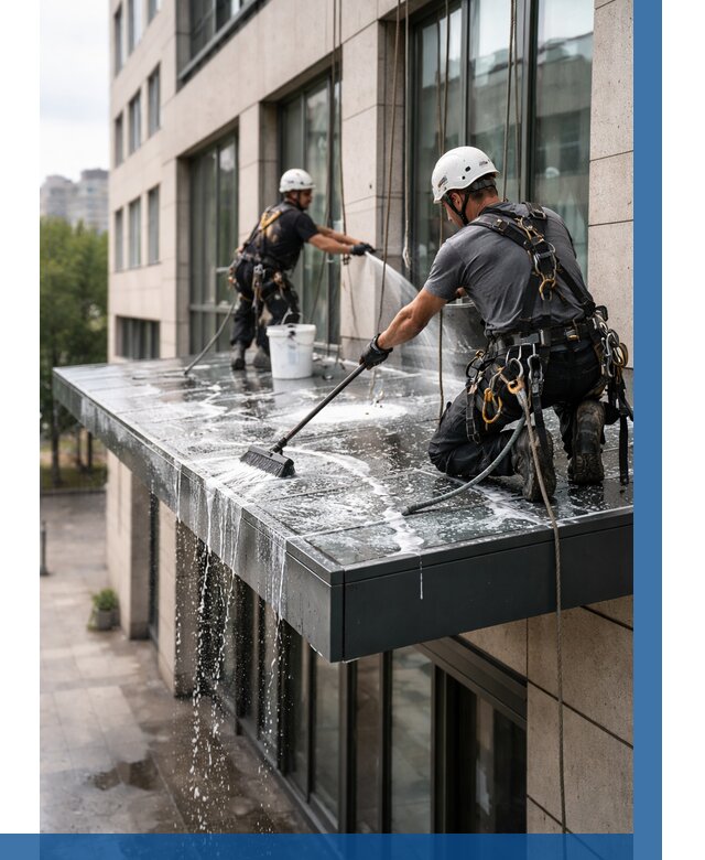 Мойка козырьков и навесов в Череповце от 3577 р. | ВЫСОТНИК-Чрп