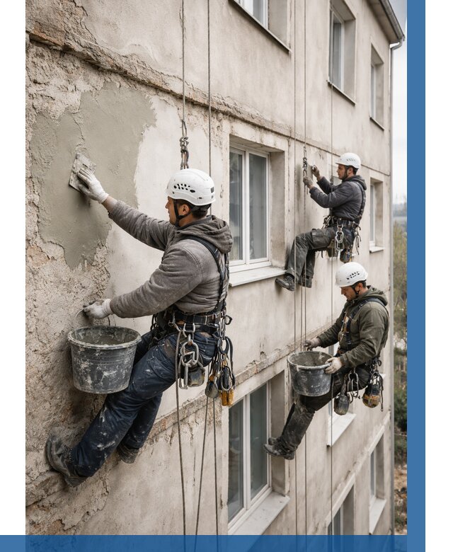 Ремонт штукатурного фасада в Череповце от 767 р. под ключ | ВЫСОТНИК-Чрп