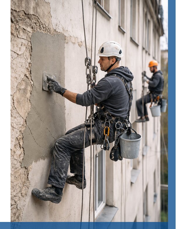 Восстановление штукатурки фасада в Череповце от 1227 р. | ВЫСОТНИК-Чрп