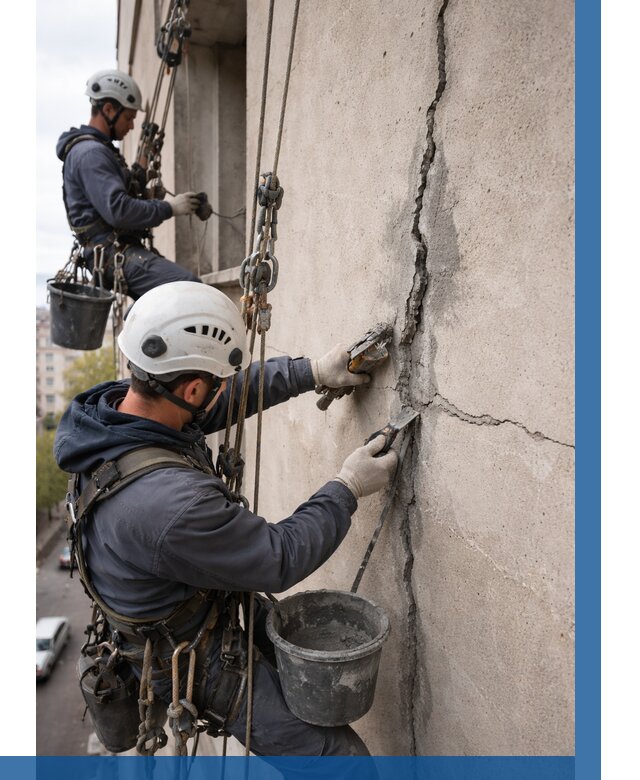 Заделка трещин на фасаде в Череповце от 920 р. | ВЫСОТНИК-Чрп