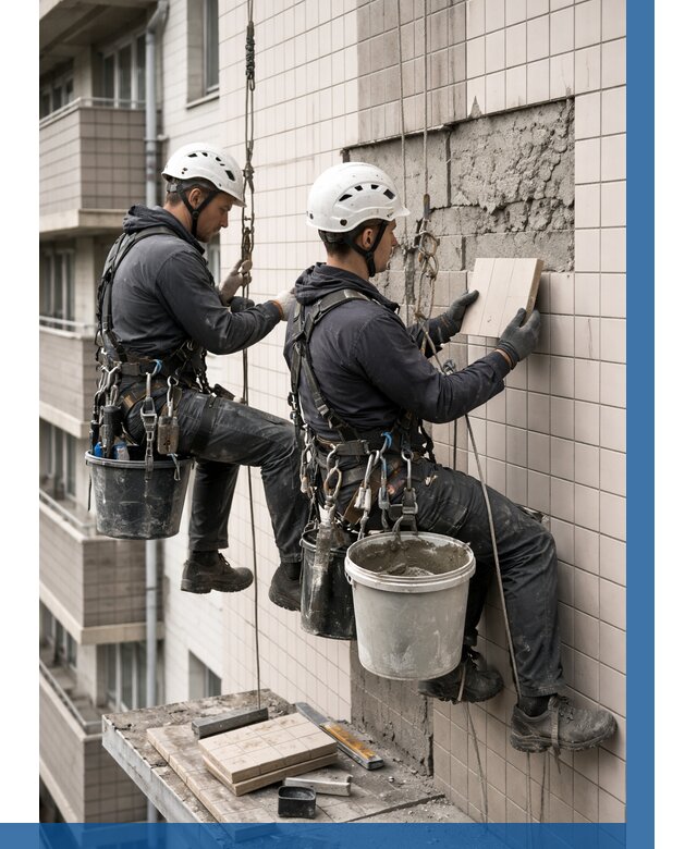 Ремонт облицовки фасада плиткой в Череповце от 1840 р. | ВЫСОТНИК-Чрп