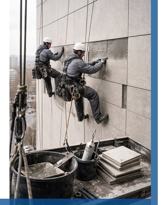 Ремонт фасада из керамогранита в Череповце от 2555 р. | ВЫСОТНИК-Чрп