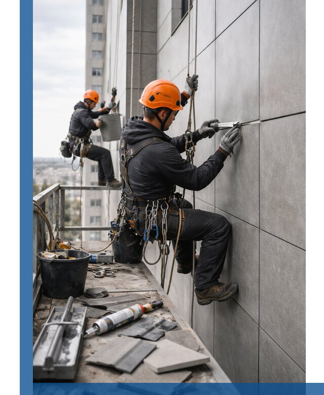 Профессиональный ремонт фасада из керамогранита в Череповце