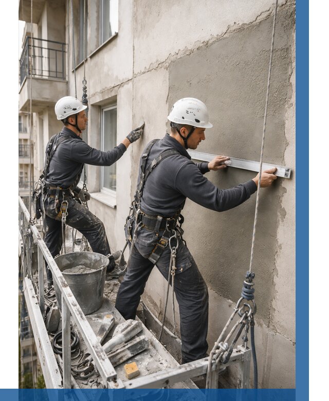 Штукатурка фасада на высоте в Череповце от 920 р. | ВЫСОТНИК-Чрп