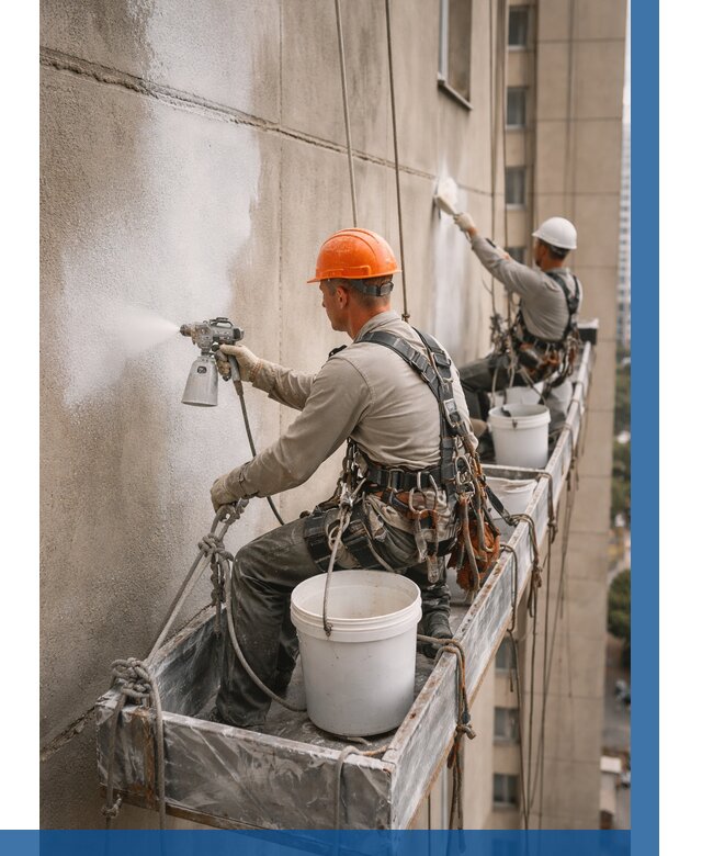 Грунтовка фасада на высоте в Череповце от 123 р. | ВЫСОТНИК-Чрп