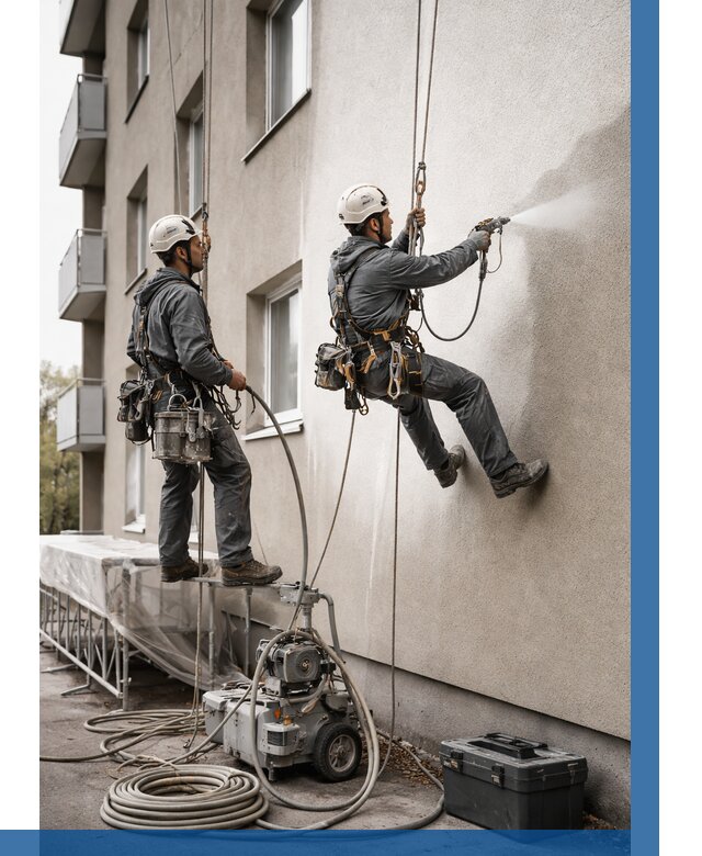 Безвоздушная покраска фасада в Череповце от 225 р/м² | ВЫСОТНИК-Чрп