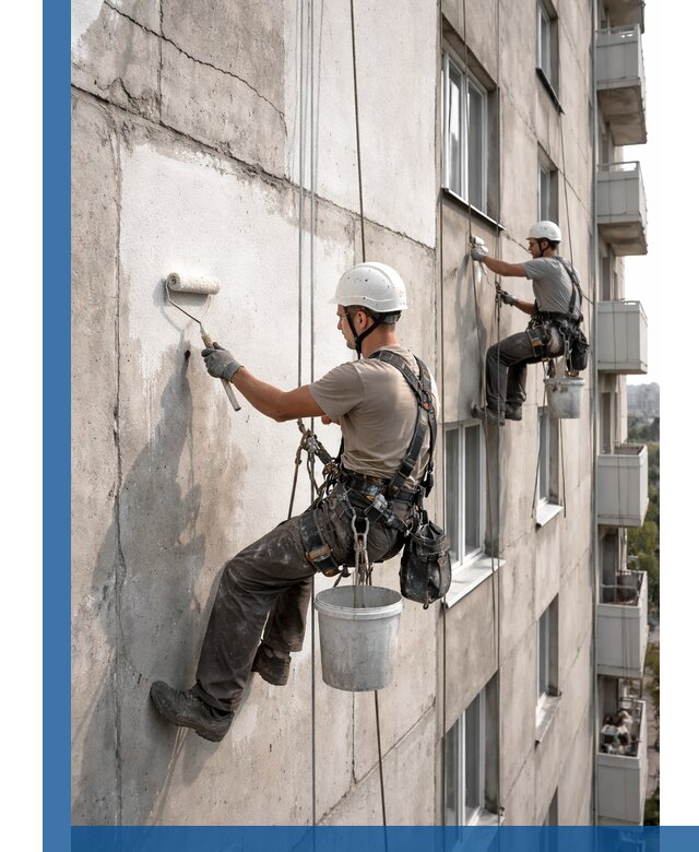 Покраска бетонного фасада в Череповце для жилых и промышленных объектов