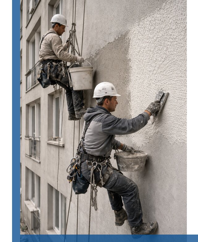 Нанесение декоративной штукатурки короед на фасад в Череповце