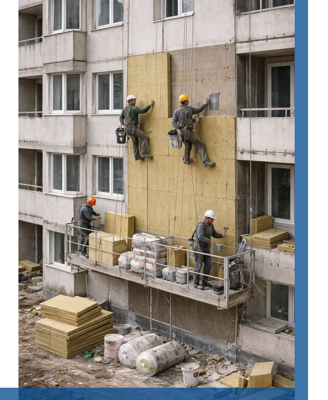 Утепление фасада минватой в Череповце от 1533 р. | ВЫСОТНИК-Чрп