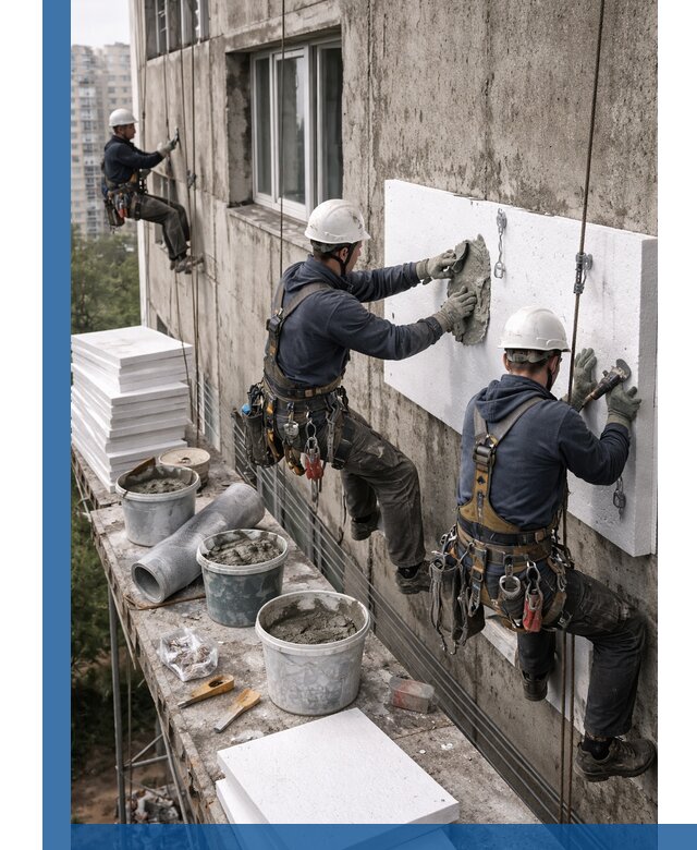 Утепление фасада пенополистиролом в Череповце под ключ