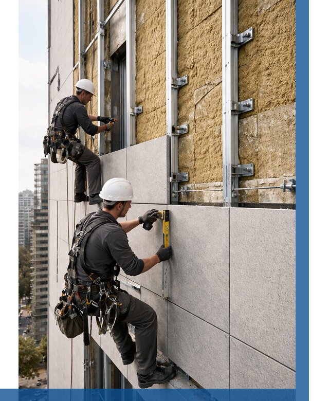 Монтаж вентилируемого фасада в Череповце от 3577 р. | ВЫСОТНИК-Чрп