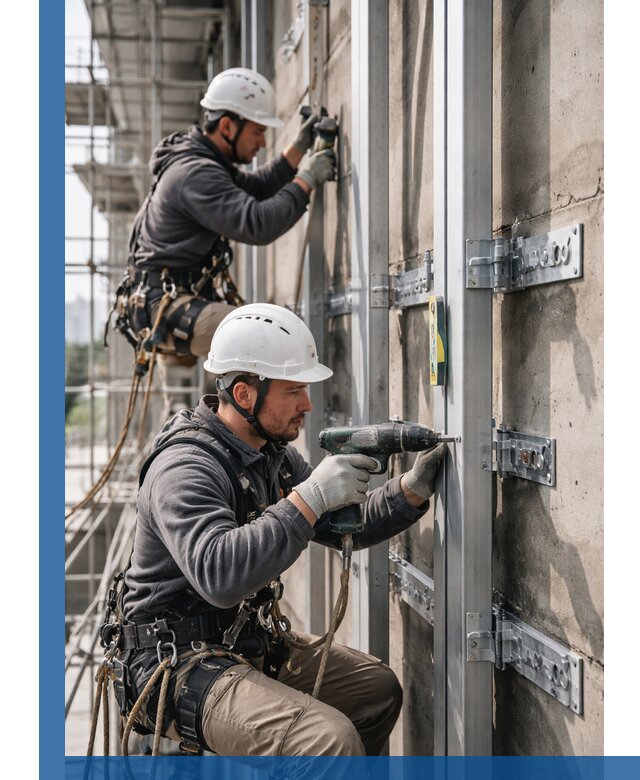 Монтаж и крепление подсистемы вентфасада в Череповце