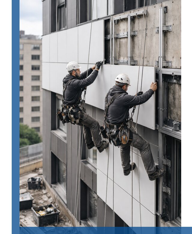 Монтаж композитных панелей фасада в Череповце под ключ