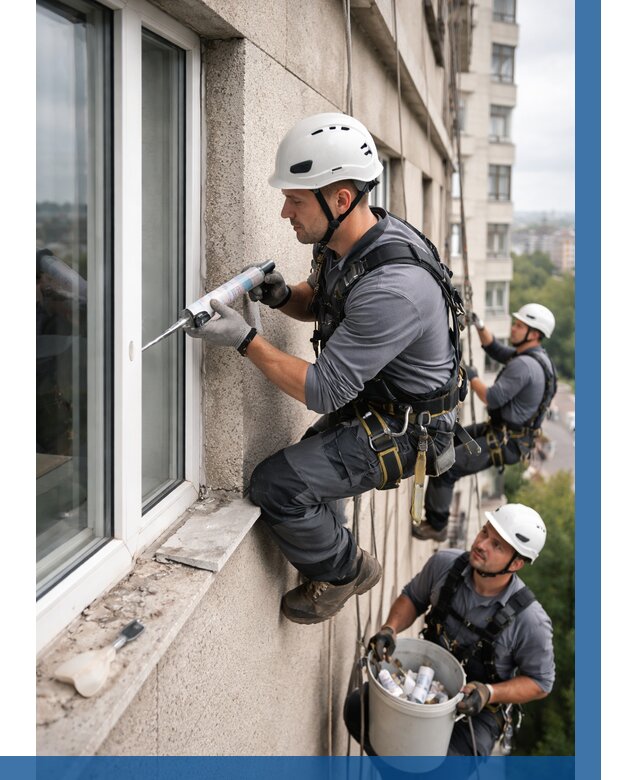 Герметизация оконных швов снаружи в Череповце от 1533 р. | ВЫСОТНИК-Чрп