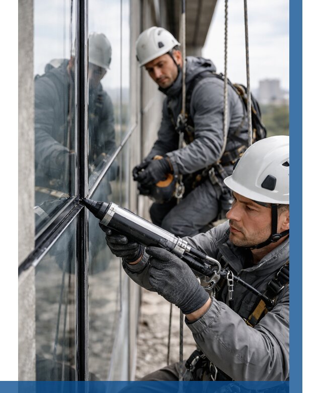 Герметизация витражных швов в Череповце от 664 р. | ВЫСОТНИК-Чрп