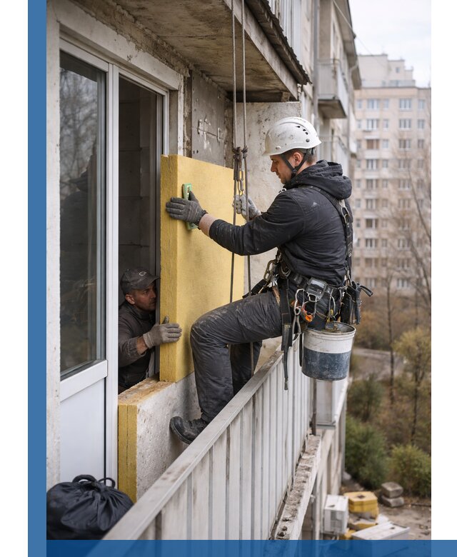 Профессиональное утепление балкона снаружи в Череповце под ключ