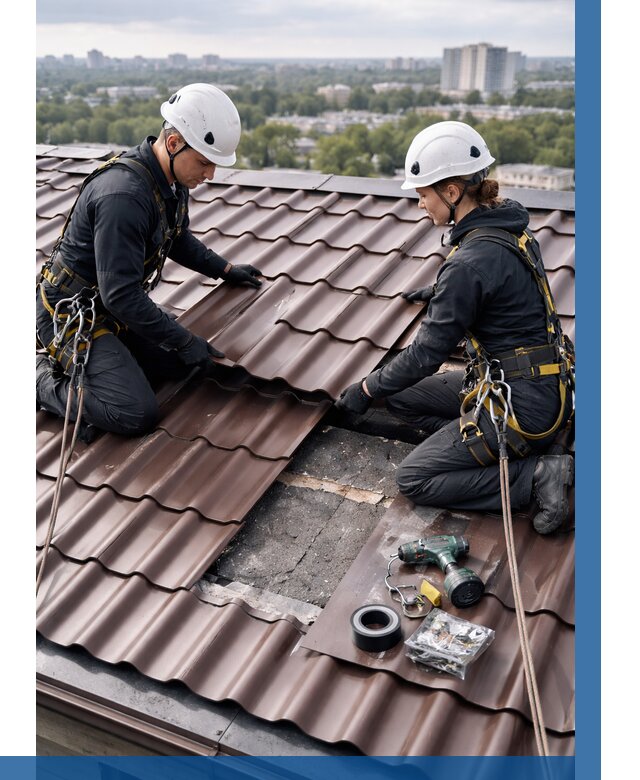 Ремонт металлочерепицы на крыше в Череповце от 920 р. | ВЫСОТНИК-Чрп