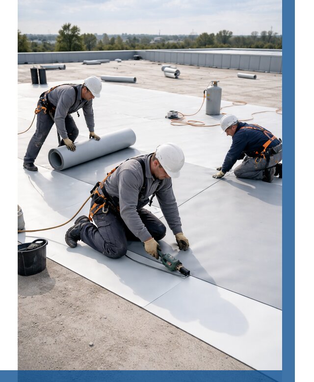 Монтаж мембранной кровли под ключ в Череповце от 1227 р. | ВЫСОТНИК-Чрп