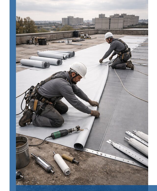 Монтаж мембранной кровли в Череповце для промышленных зданий