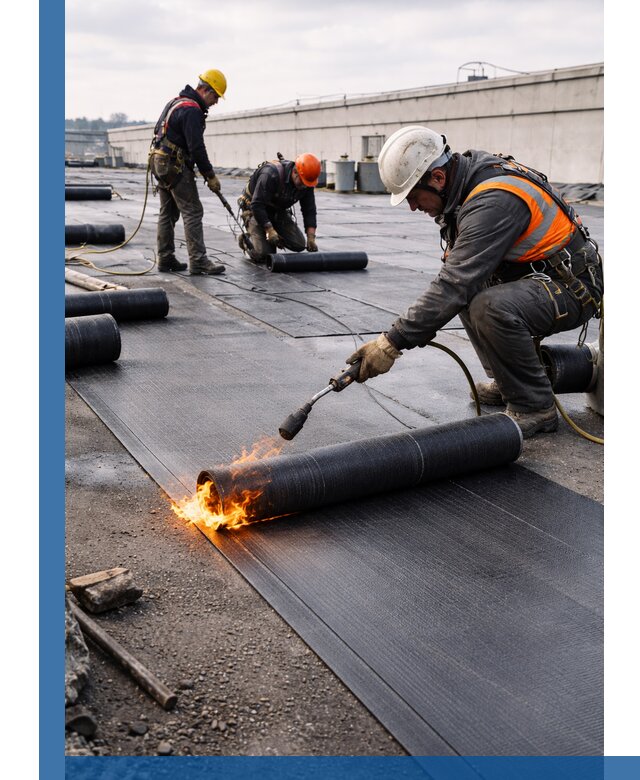 Монтаж наплавляемой кровли в Череповце профессионально