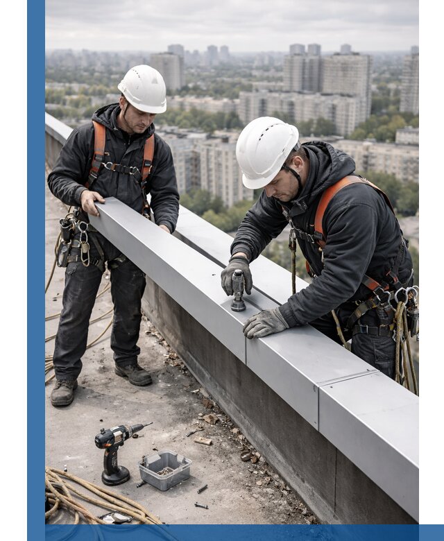 Монтаж парапетных крышек и ограждений кровли в Череповце