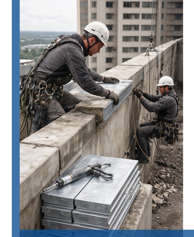 Замена парапетных крышек и установка новых в Череповце