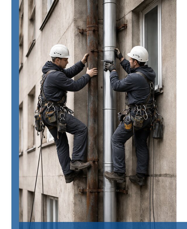 Замена водосточных труб в Череповце: монтаж и демонтаж под ключ