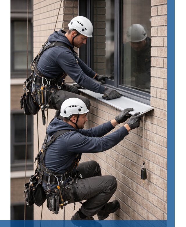 Монтаж оконных отливов под ключ в Череповце от 3577 р. | ВЫСОТНИК-Чрп