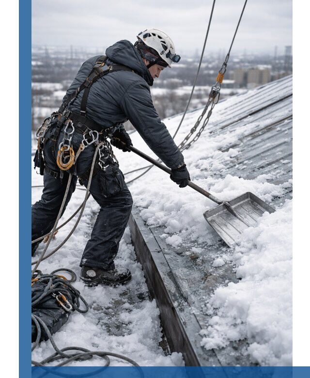 Профессиональная очистка кровли от снега и наледи в Череповце