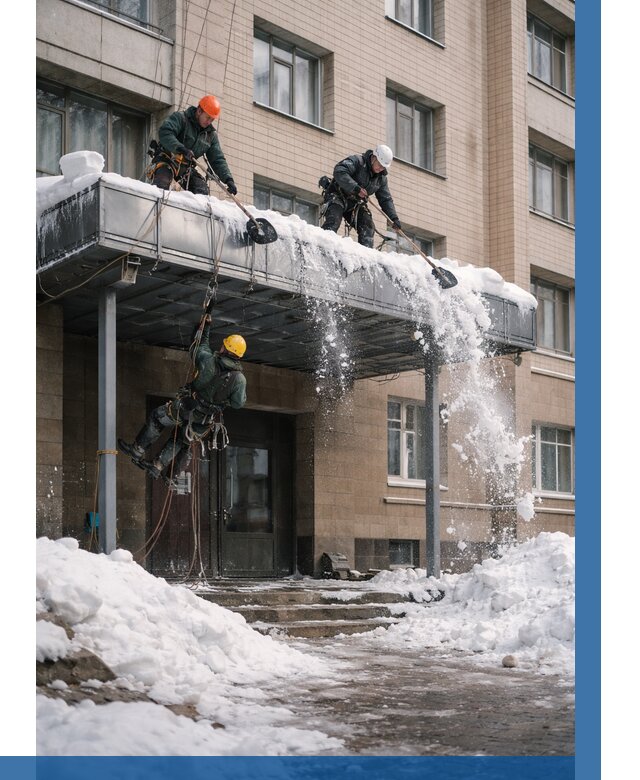 Очистка козырьков от снега в Череповце от 3577 р. | ВЫСОТНИК-Чрп