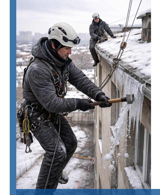 Сбивание и удаление сосулек с крыши в Череповце безопасно