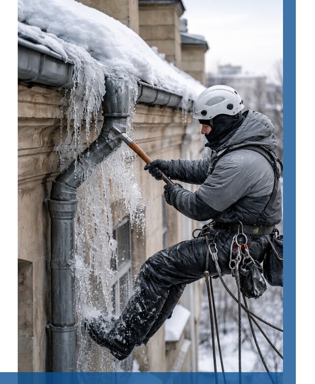 Очистка водостоков от льда в Череповце от 3577 р. | ВЫСОТНИК-Чрп