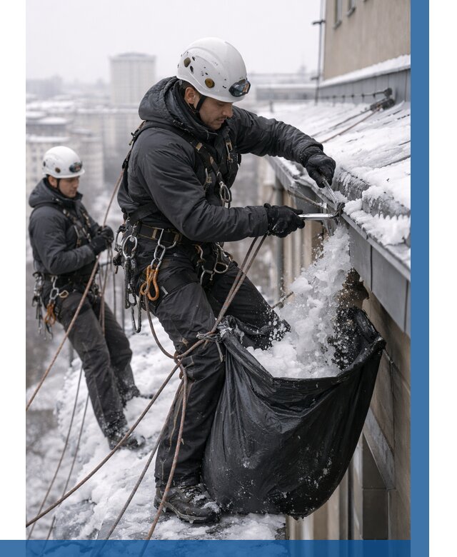 Аварийная очистка крыши в Череповце под ключ от 307 р. | ВЫСОТНИК-Чрп