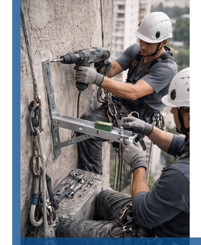 Установка кронштейнов кондиционера и крепежа в Череповце
