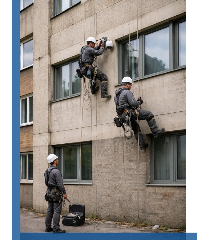 Монтаж фасадных камер видеонаблюдения в Череповце под ключ