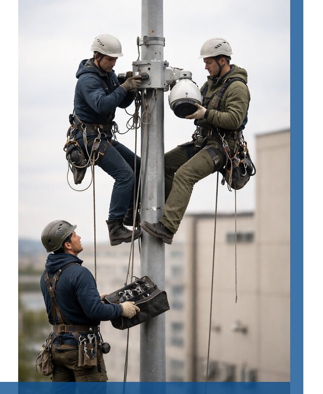 Установка видеокамер на мачте в Череповце от 8688 р. | ВЫСОТНИК-Чрп