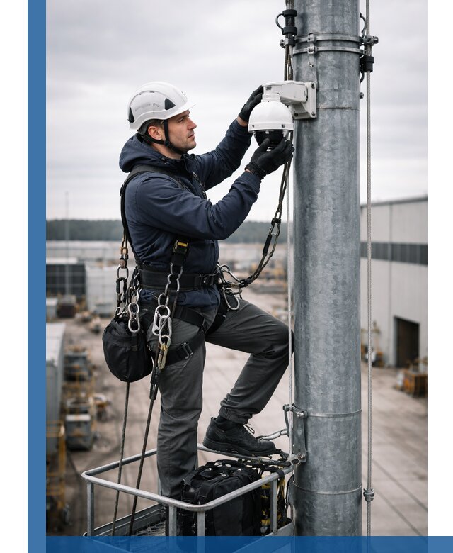 Профессиональная установка видеокамер на мачте в Череповце