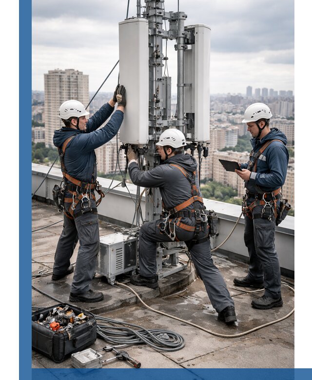 Монтаж антенн связи на крыше в Череповце с вводом в эксплуатацию