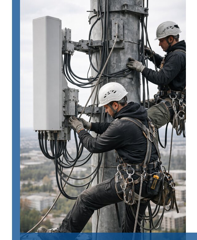 Монтаж оборудования связи на мачте в Череповце с пусконаладкой