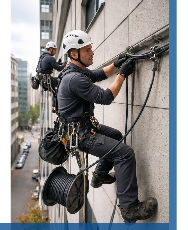 Прокладка кабеля по фасаду в Череповце от 358 р. | ВЫСОТНИК-Чрп