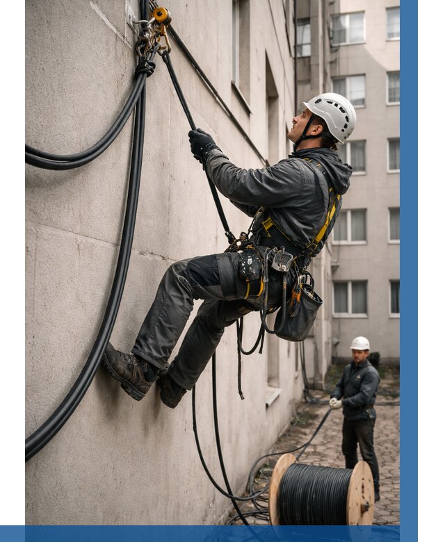 Протяжка кабеля питания на высоте в Череповце от 460 р. | ВЫСОТНИК-Чрп