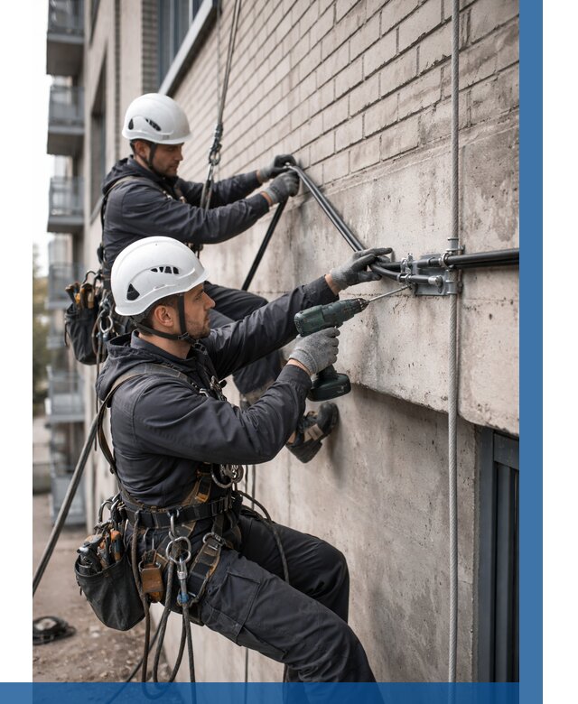 Крепление кабеля на фасаде в Череповце от 358 р. | ВЫСОТНИК-Чрп