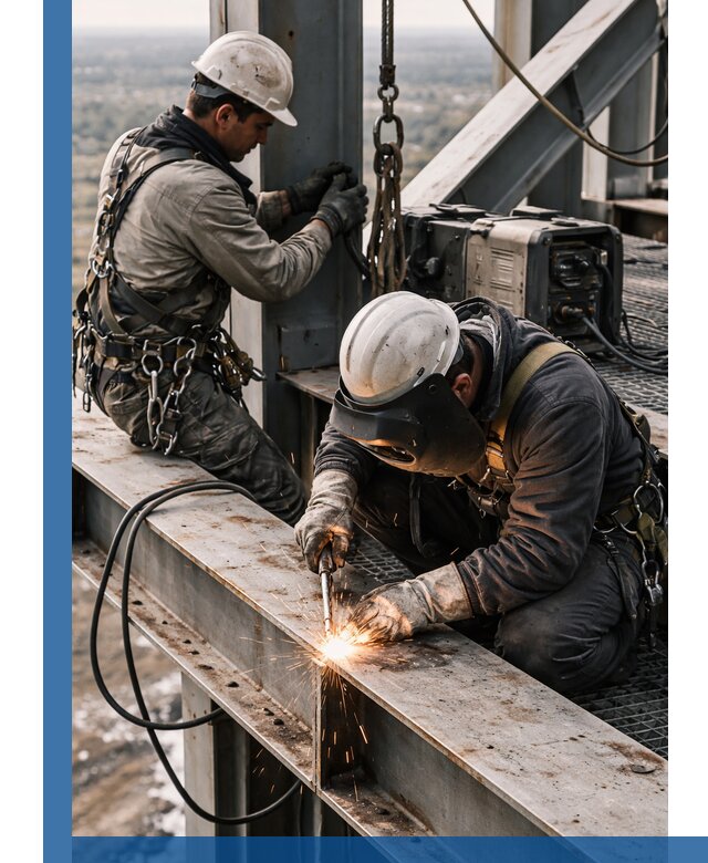 Высотные сварочные работы в Череповце для промышленных объектов