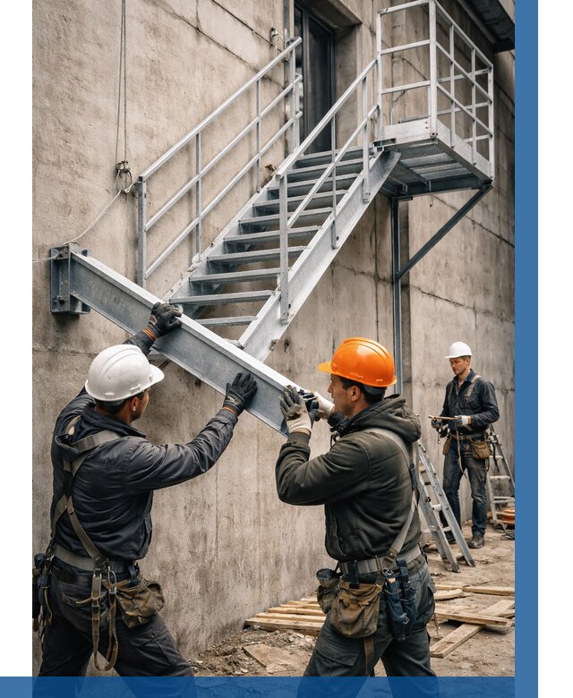 Монтаж металлических лестниц в Череповце от 15332 р. | ВЫСОТНИК-Чрп