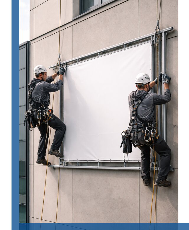 Монтаж наружной рекламной вывески в Череповце под ключ