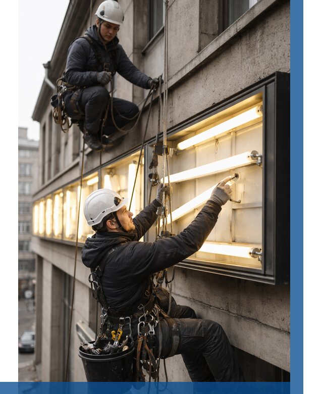 Замена ламп в вывеске в Череповце под ключ от 3577 р. | ВЫСОТНИК-Чрп