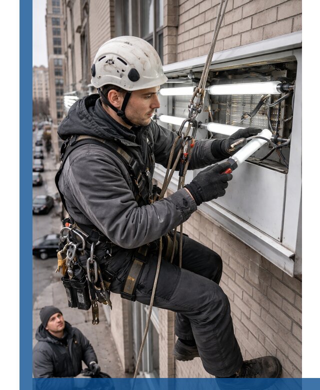 Профессиональная замена ламп в наружной вывеске в Череповце