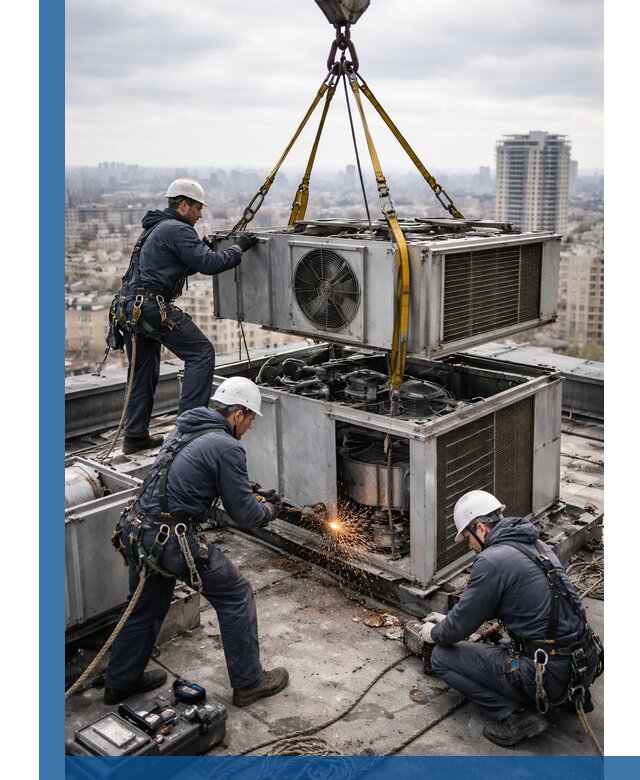 Демонтаж крышной установки в Череповце любой сложности